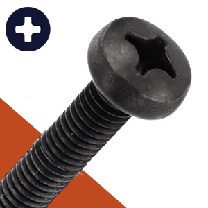 M6X1.0 Pan Head Phillips,Stainless + Black Oxide,DIN 7985