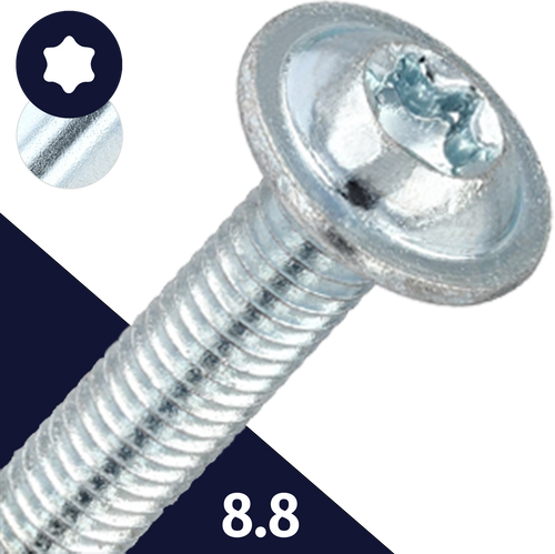 M3 Torx Button Flange,Steel Class 8.8 Zinc,ISO 7380-2 TX