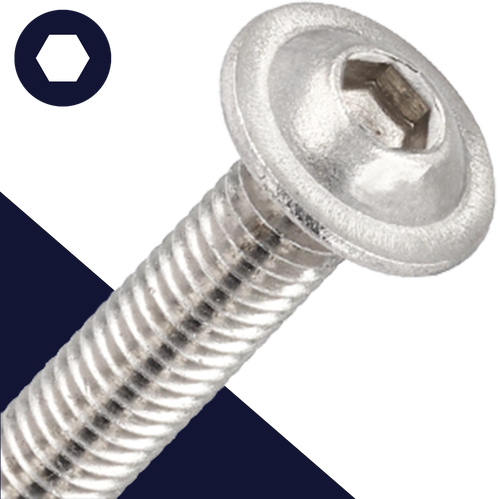 M3X0.5 Socket Button Flange,Stainless Steel A2,ISO 7380-2