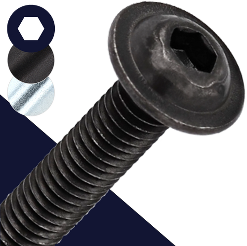 M4X0.7 Allen Button Flange,Steel Class 10.9,ISO 7380-2