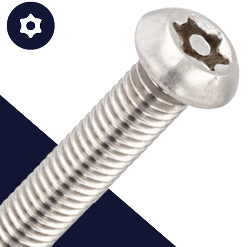 M12 Button Head Torx + Pin,Stainless Steel A2,Security Screw