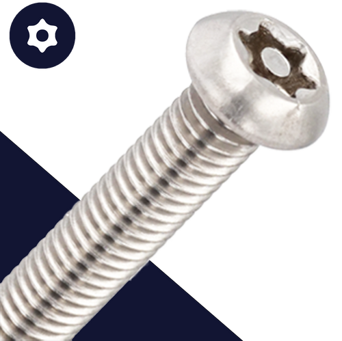 M8 Button Head Torx + Pin,Stainless Steel A2,Security Screw