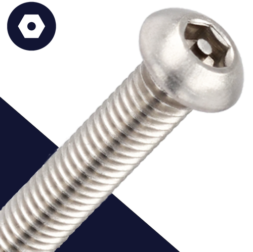 M8 Button Head Allen + Pin,Stainless Steel A2,Security Screw