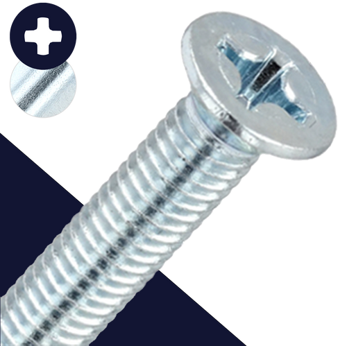 M4 Flat Head Phillips,Steel Class 4.8 Zinc,DIN 965