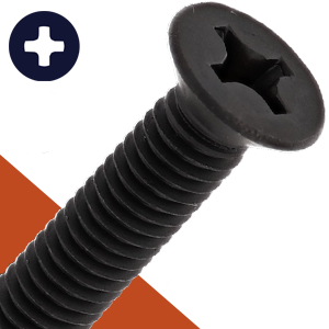 M5 Flat Head Phillips,Stainless + Black Oxide,DIN 965