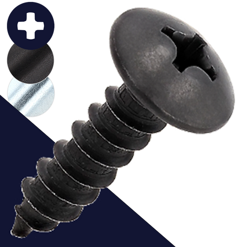 6.3 Truss Phillips Tapping,Steel + Black Oxide,General Use