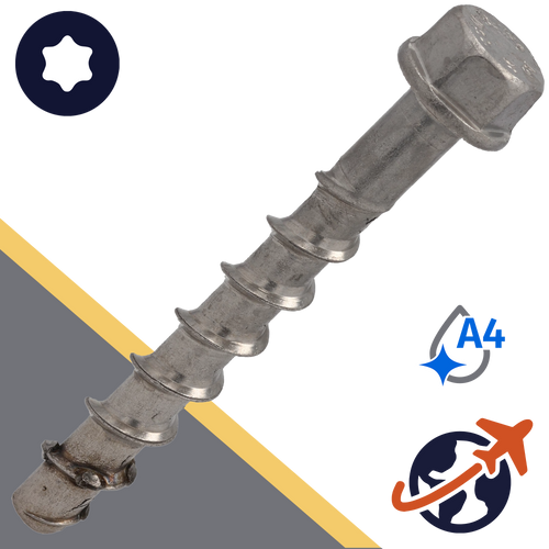 M10 Hex Flange,Concrete Thread Bolt,Stainless Steel
