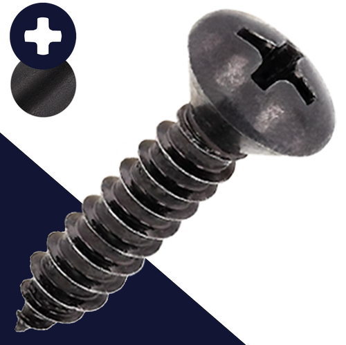 M2.9 Oval Phillips Tapping,Steel, Black Zinc,DIN 7983-C