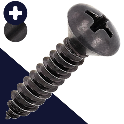 M3.5 Oval Phillips Tapping,Steel, Black Zinc,DIN 7983-C