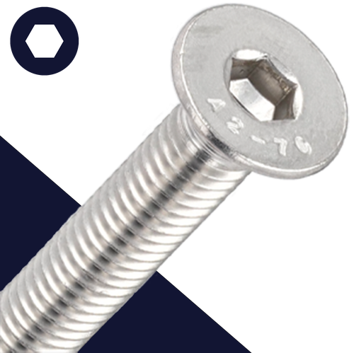 M10 Flat Socket Head,Stainless Steel A2,Countersunk DIN 7991