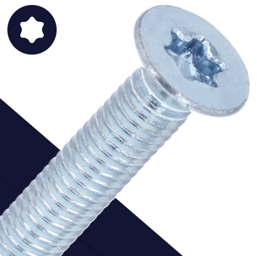 M3 Torx Flat Head,Steel 4.8 Zinc Plated,ISO 14581 TX-10