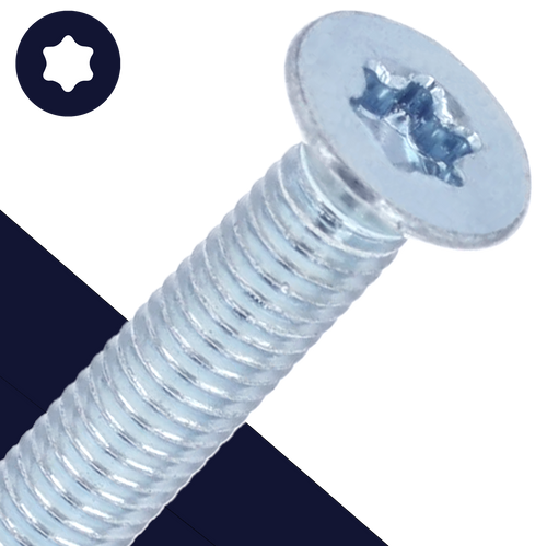 M3 Torx Flat Head,Steel 4.8 Zinc Plated,ISO 14581 TX-10