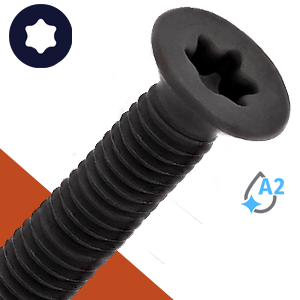 M4 Torx Flat Head,Stainless + Black Oxide,ISO 14581