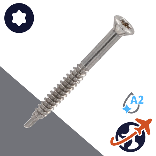 M3.2 Torx Oval Wood Screw,Self Drilling,A2-50 Stainless