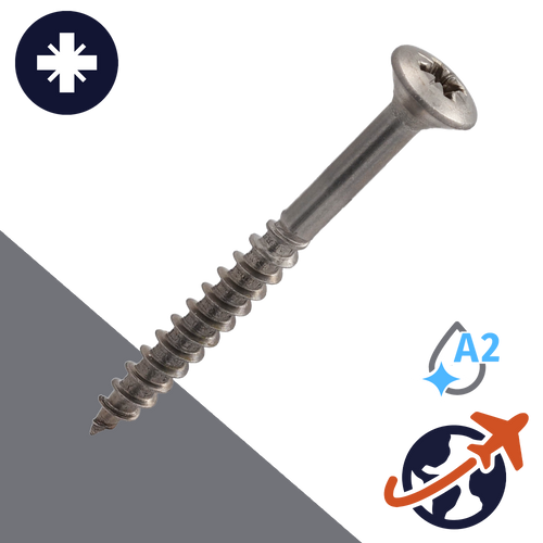 M3.5 Pozidrive Oval Head,Wood Thread,A2 Stainless Steel