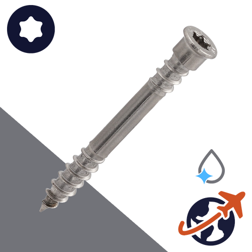 M5.5 Torx Flat Head,Split Wood Thread,C1 Stainless Steel