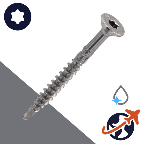 M3.5 Torx Flat Head,Milling Ribs + Cutting Tip,C1 Stainless Steel