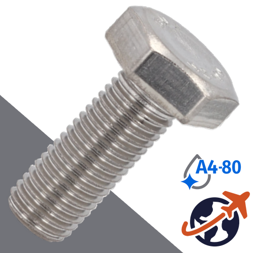 M10X1.5 Hex Bolt A4-80,A4-80 Marine Stainless,DIN 931 / 933