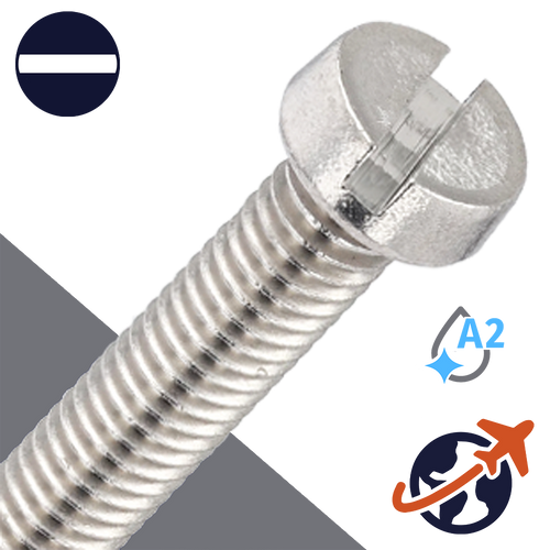 M1X0.25 Slotted Cheese Head Screw - A2 Stainless DIN 84