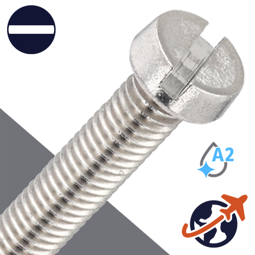M3X0.5 Slotted Cheese Head - A2-50 Stainless DIN 84