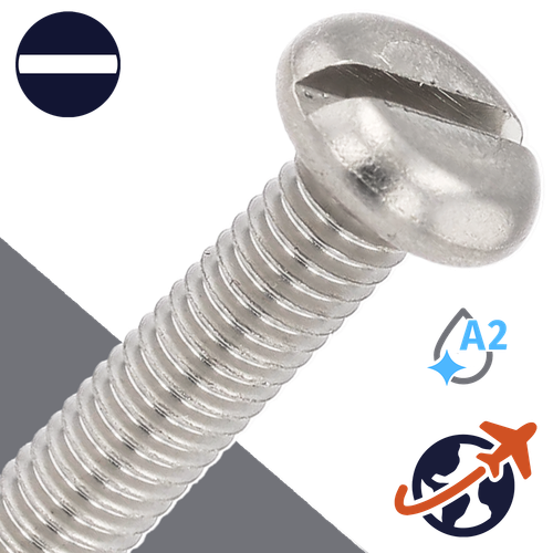 M1.6X0.35 Pan Head Slotted,A2-50 Stainless,DIN 85