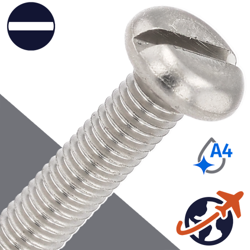 M2.5X0.45 Pan Head Slotted,A4-50 Stainless,DIN 85