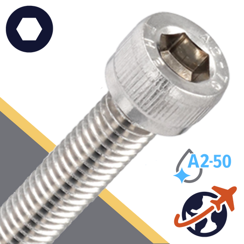 M1.6X0.35 Socket Head Cap Screw,A2-50 Stainless,ISO 4762