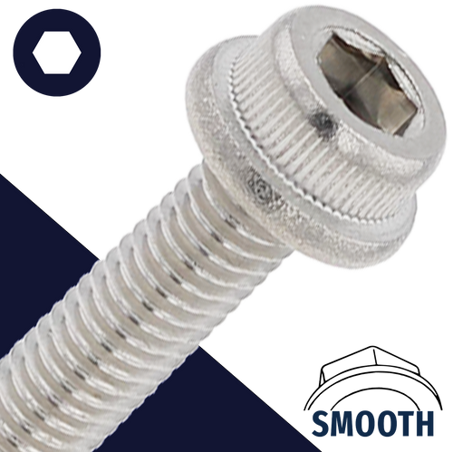 M6X1.0 Flanged Socket,Stainless Steel A2,Smooth Flange