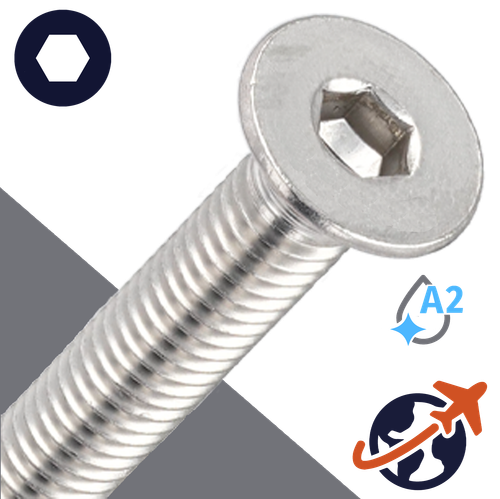 M10X1.5 Flat Head,A2 Stainless,ISO 10642
