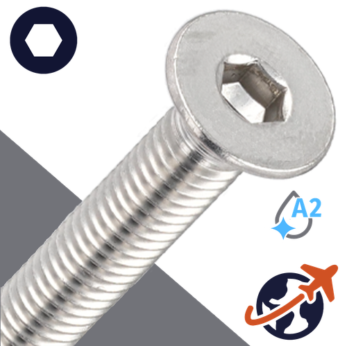 M10X1.5 Flat Head,A2 Stainless,ISO 10642