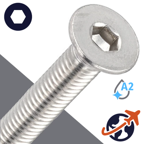 M10X1.5 Flat Head,A2 Stainless,ISO 10642