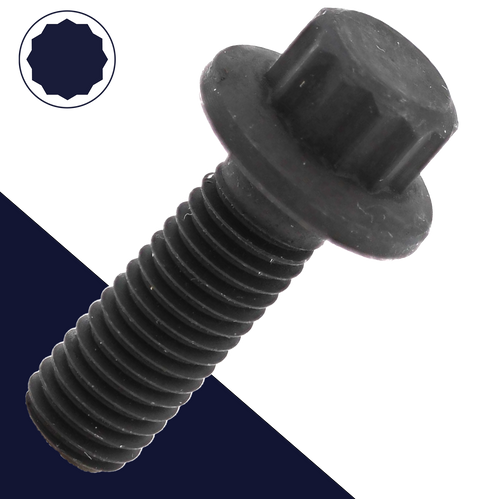 M8X1.25 12-Point Flange,Steel Class 10.9 Black,Special Wide Head