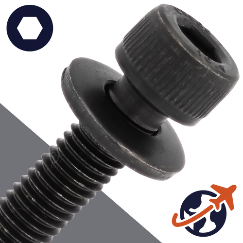 M10X1.5 Socket Head SEMS,Disc Spring Washer,Steel 10.9 Black