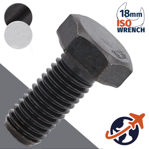M12X1.75 ISO Hex Bolt,Steel 12.9 Zinc Plated,ISO 4014/4017 - 18mm WAF