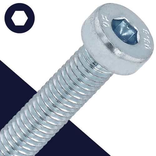 M10 Socket Head Low,Steel Class 8.8 Zinc,DIN 7984