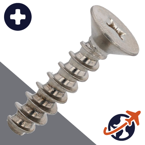 M3.5 Phillips Flat Thermoplastics Screw - A2 Stainless