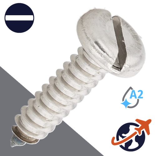 M3.5 Slotted Pan Head Tapping - A2 Stainless DIN 7971