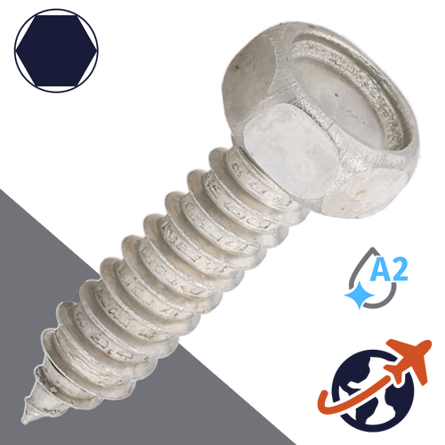 M2.9 Hex Self Tapping - A2 Stainless DIN 7976