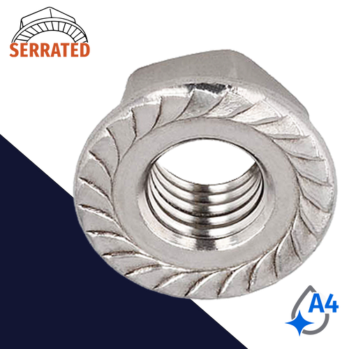 Flange Nut Serrated - A4-80 Stainless DIN 6923