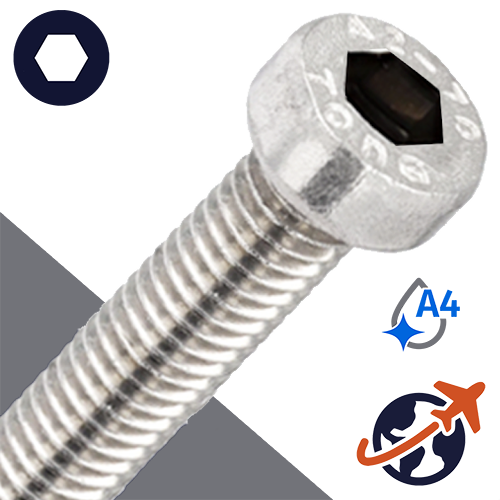 M8X1.25 Low Socket Head Pilot Hole - A4 Stainless DIN 6912
