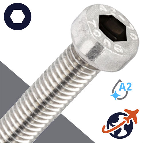 M6X1.0 Low Socket Head Pilot Hole - A2 Stainless DIN 6912