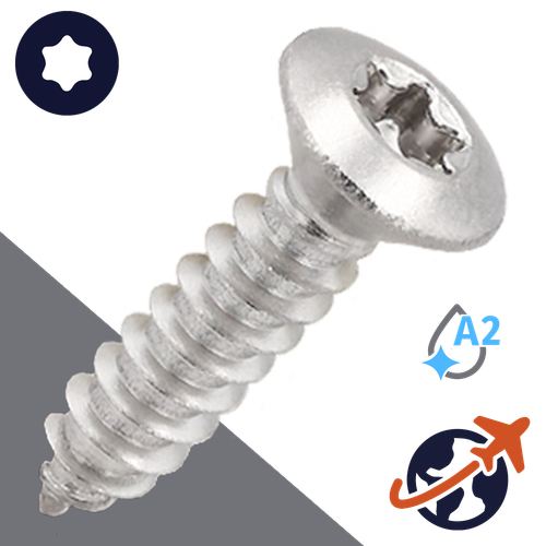 M6.3 Torx Oval Head Tapping Screw - A2 Stainless ISO 14587