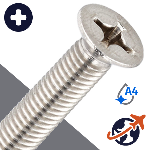 M2.5X0.45 Phillips Flat Head,DIN 965,A4 Stainless Steel