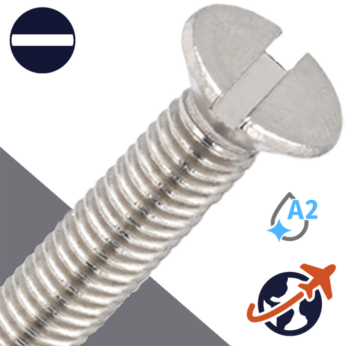 M1.2X0.25 Slotted Flat Head - A2 Stainless DIN 963