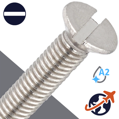 M5X0.8 Slotted Flat Head - A2 Stainless DIN 963