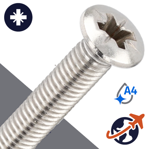 M2.5X0.45 Pozidrive Oval Head - A4 Stainless DIN 966-PZ