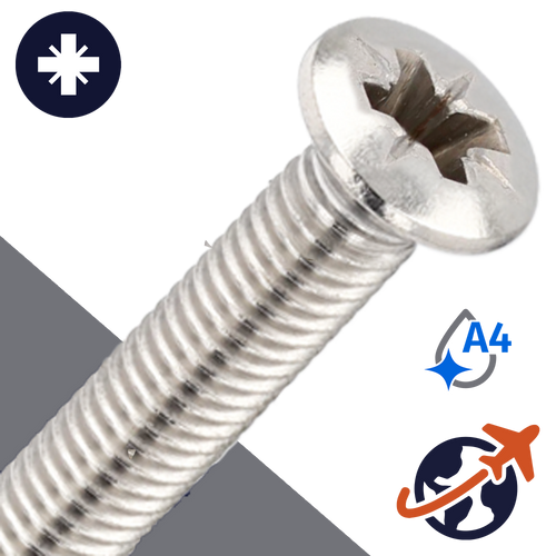 M2X0.4 Pozidrive Oval Head - A4 Stainless DIN 966-PZ