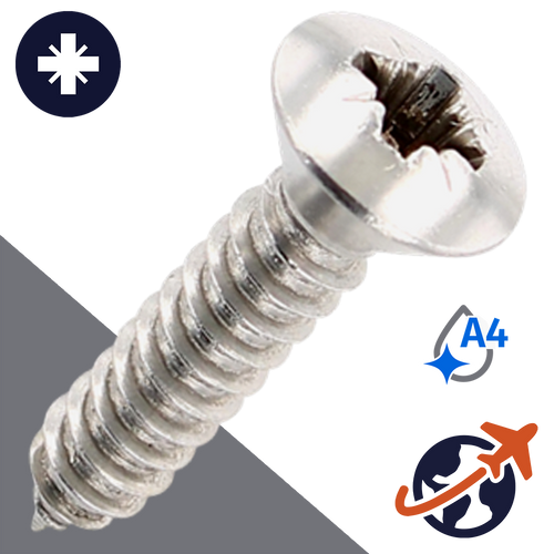 M3.5 Pozidrive Oval Tapping - A4 Stainless DIN 7983-C