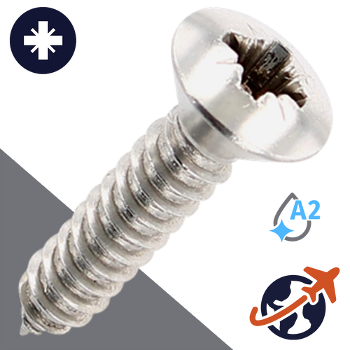 M4.2 Pozidrive Oval Tapping - A2 Stainless DIN 7983-C