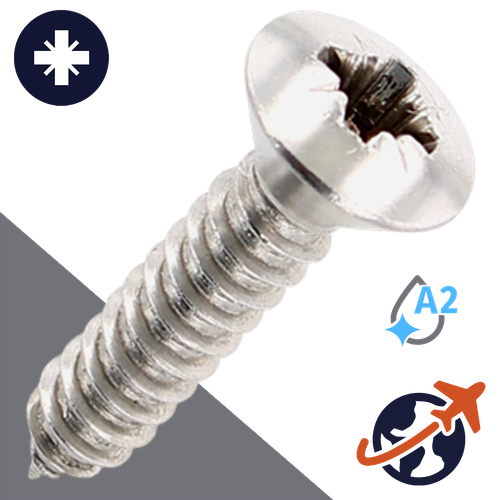 M4.2 Pozidrive Oval Tapping - A2 Stainless DIN 7983-C